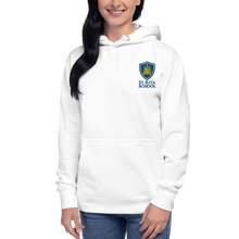 Load image into Gallery viewer, St. Rita Campus Hoodie : Embroidered Shoulder : Gray : White
